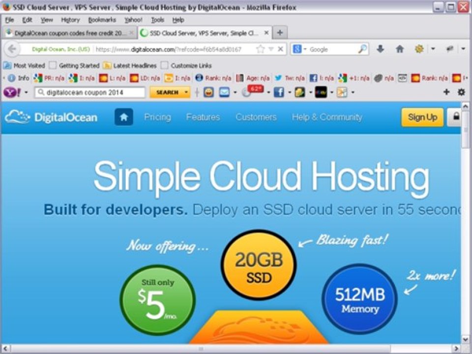 DigitalOcean coupon codes free credit 2014