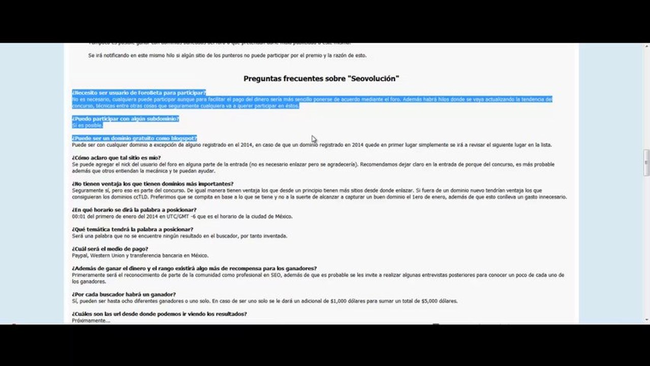 Seovolución - Concurso SEO 2014 - ForoBeta
