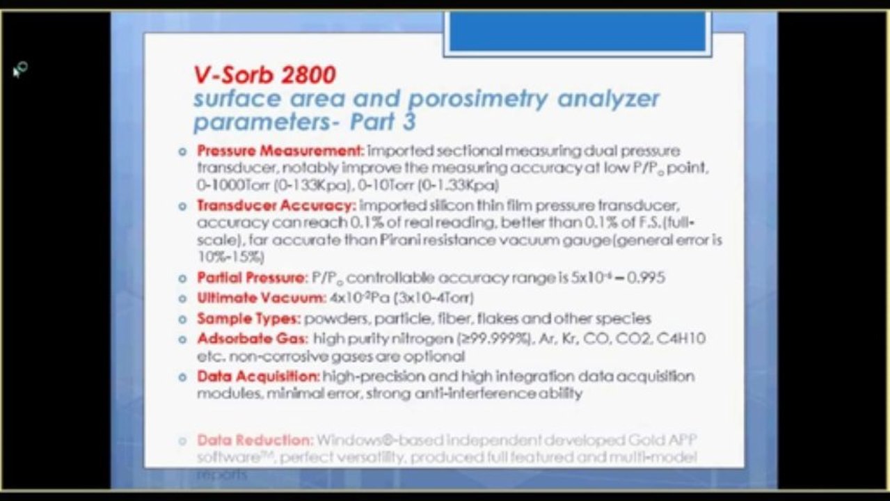 V-Sorb 2800 surface area and pore size distribution analyzer from Gold APP Instruments