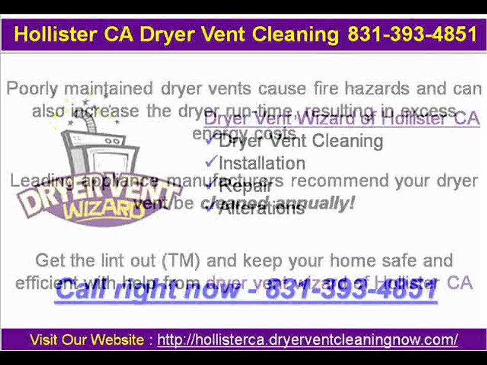 Hollister Ca Dryer Vent Cleaning 831-393-4851