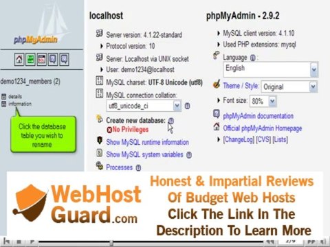 How to rename database tables with phpMyAdmin by VodaHost web hosting