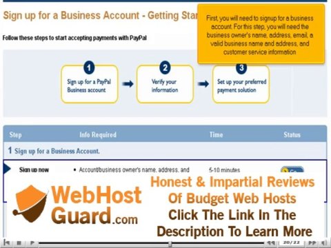 Signup for a new PayPal business account by VodaHost web hosting