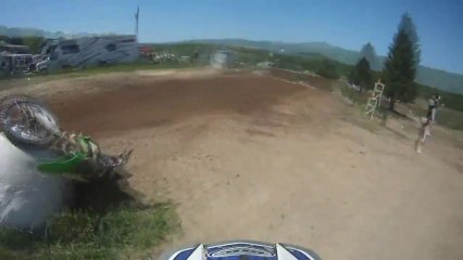 Dirt Bike Crashes Into Sand Barrier