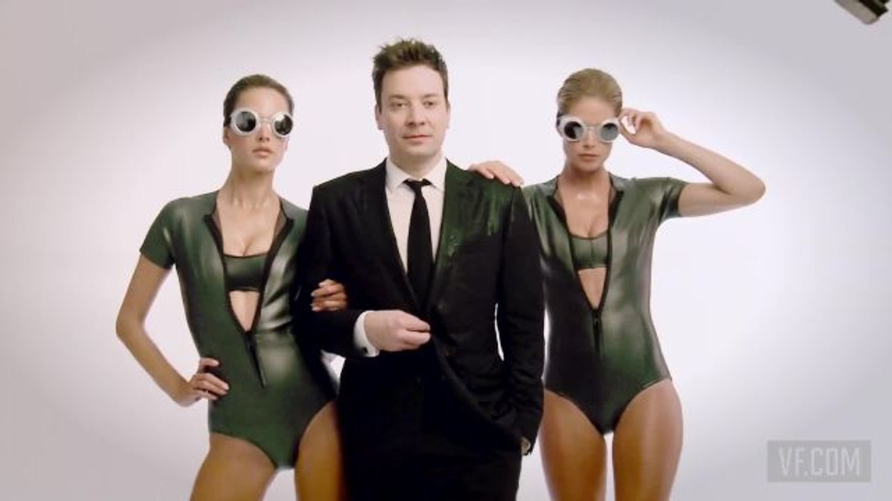 Cover Shoots - Jimmy Fallon Hits the Streets with Bikini-Clad Supermodels