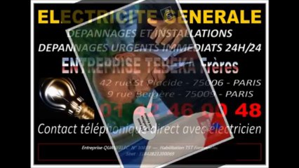 PARIS 7eme - ELECTRICIEN SPECIALISTE AGREE - 0142460048 - DEPANNAGE 7/7 24/24