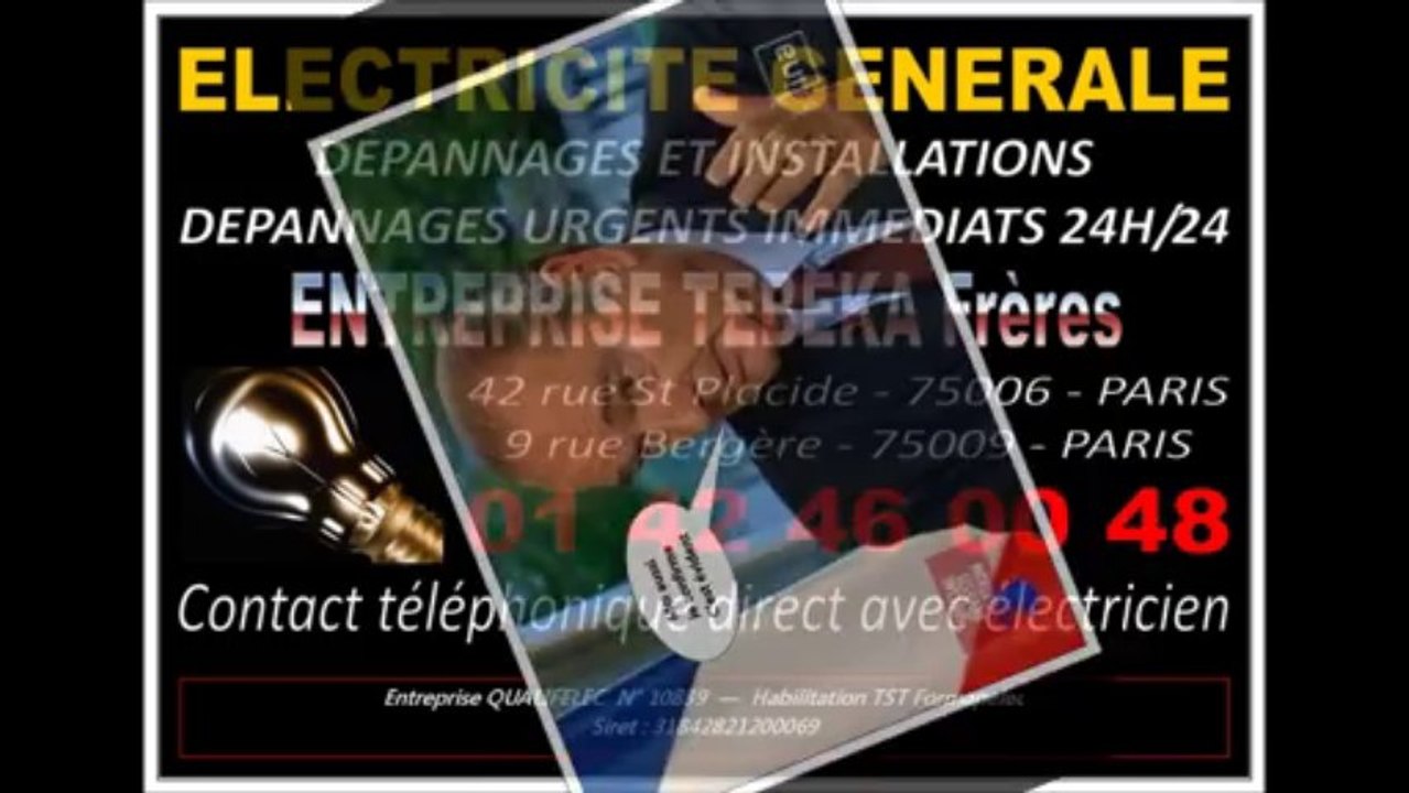 PARIS 7eme - ELECTRICIEN SPECIALISTE AGREE - 0142460048 - DEPANNAGE 7/7 24/24