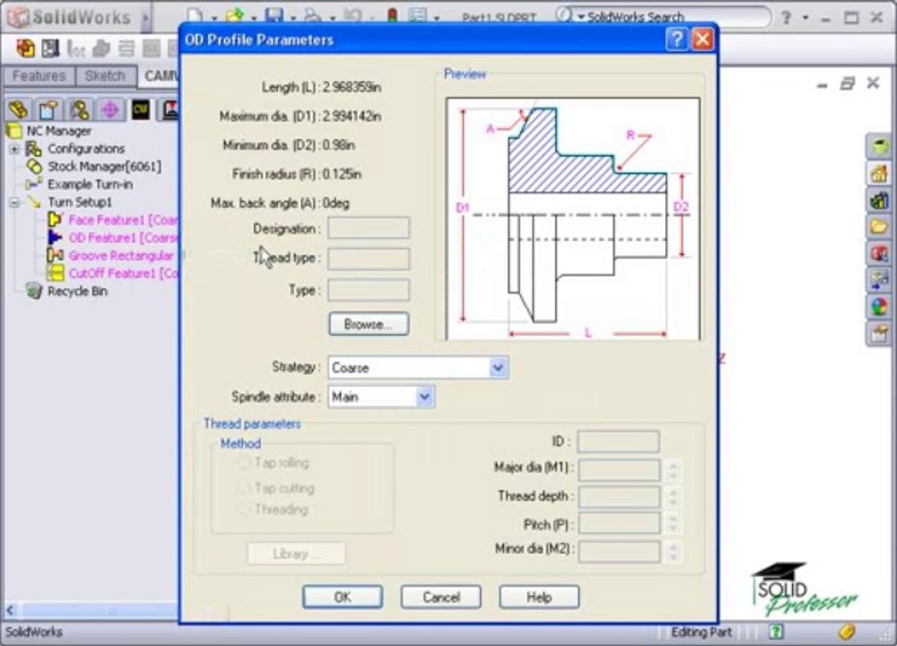 2-6 Turning - Define Features Automatically (CAMWorks Tutorials)