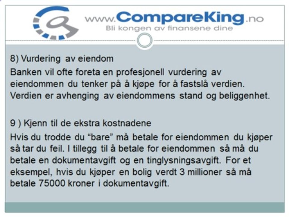 10 ting du burde vite om boliglån av CompareKing.no