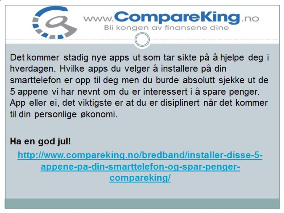 Installer disse 5 appene på din smarttelefon og spar penger! CompareKing.no