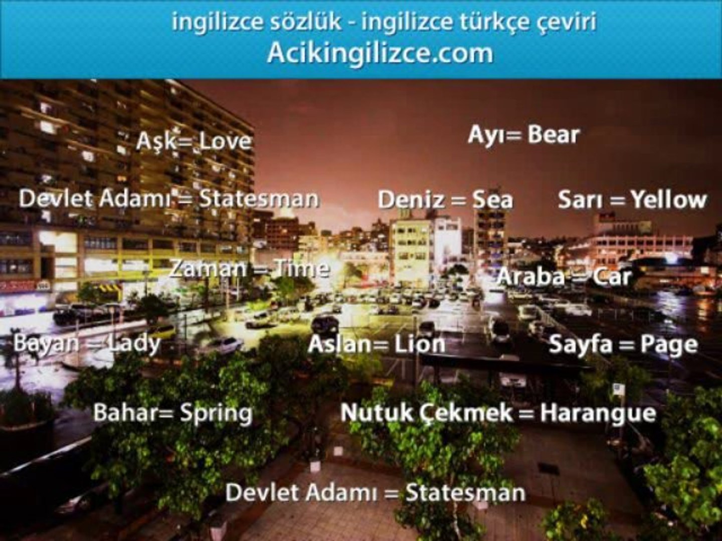 Ingilizce Turkce Ceviri 100 Dogru Dailymotion Video