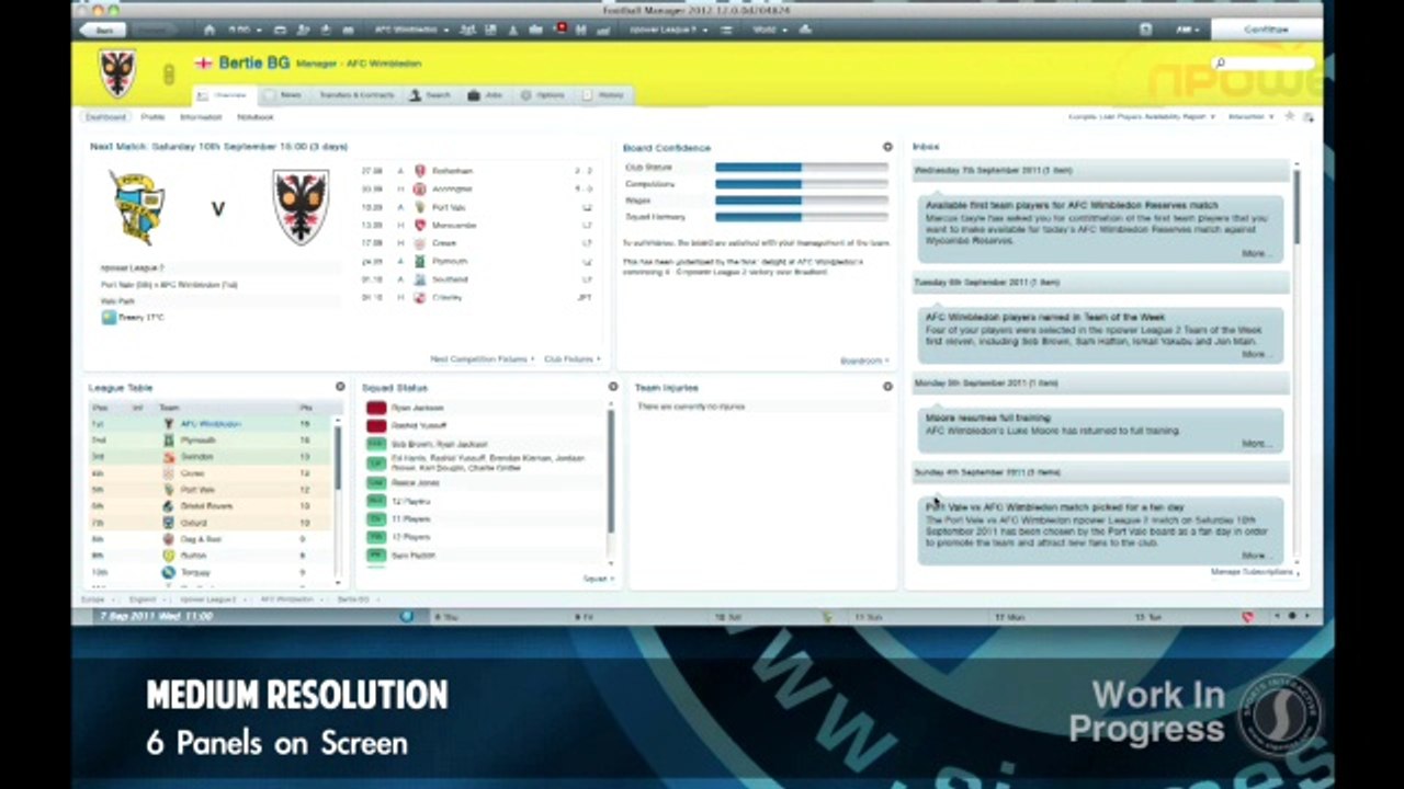 Football Manager 2012 - Interface adaptable