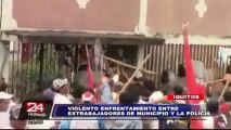 Iquitos: ex trabajadores del municipio de San Juan Bautista enfrentan a policías