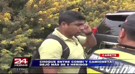 Cañete: aparatoso choque entre combi y camioneta dejó más de ocho heridos