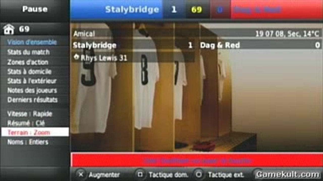 Football Manager Portable 2009 - Changement de stratégie et début de mi-temps