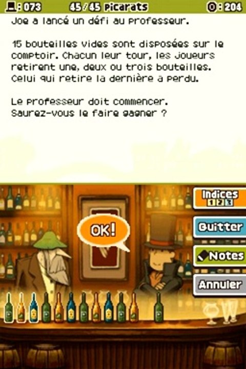 Professeur Layton et l'Appel du Spectre - Enigme 73 : La bouteille de trop