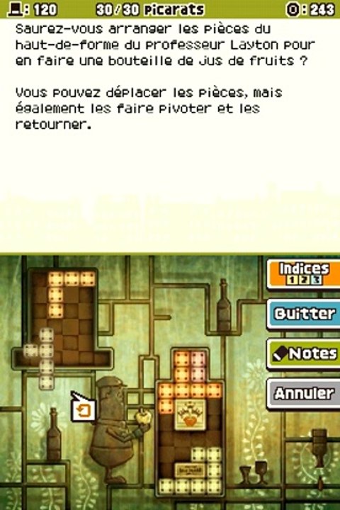 Professeur Layton et l'Appel du Spectre - Enigme 120 : Jus de fruits