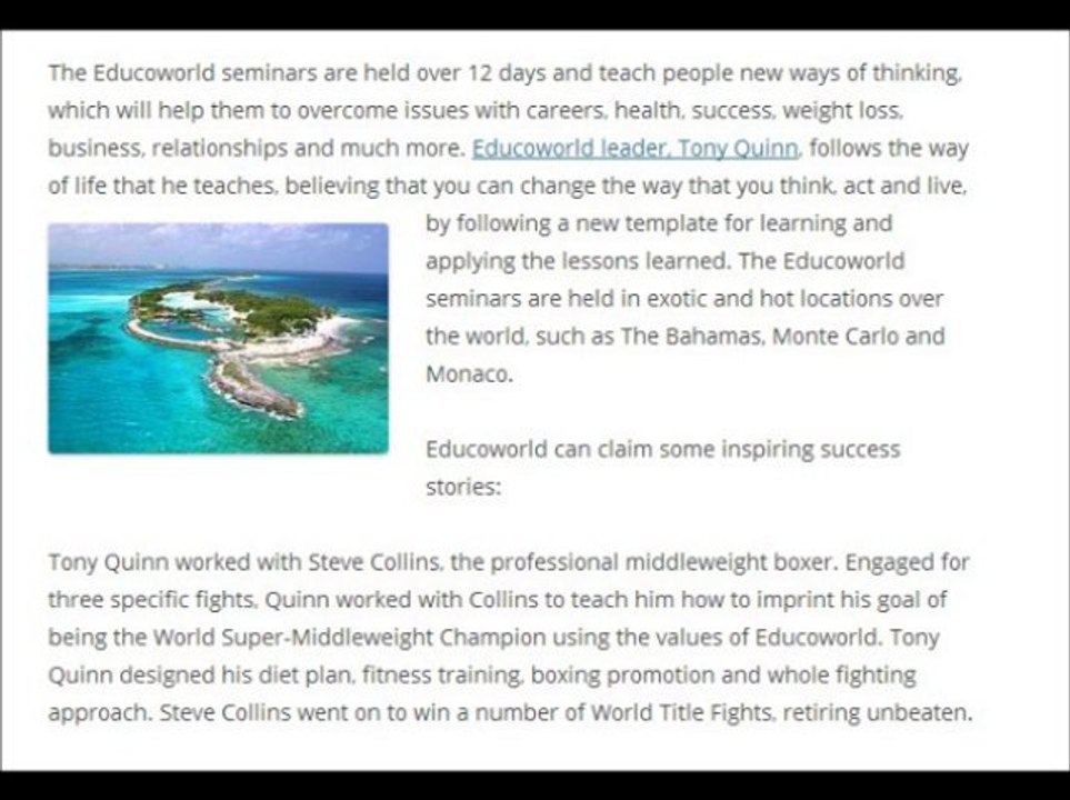 Educoworld Seminars - helping people overcome personal and professional problems