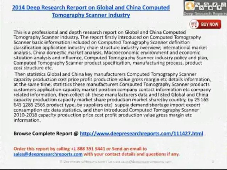 Global and China Computed Tomography Scanner Industry 2014
