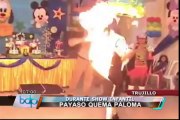 VIDEO: Truco de payaso falla y quema viva a una paloma en show infantil