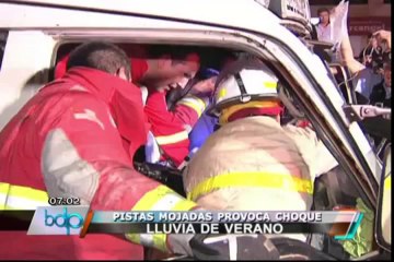 Inusual lluvia provocó choque entre combi y camión cisterna en Jesús María