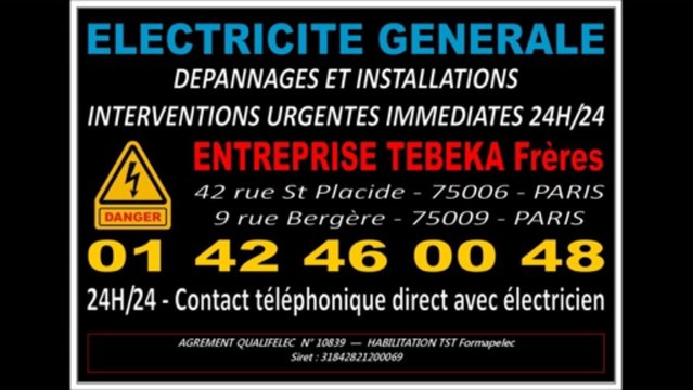 ELECTRICIEN DEPANNAGE URGENT ELECTRICITE PARIS 6eme - 0142460048 - JOUR ET NUIT 7/7