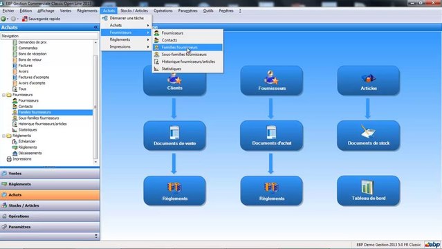 EBP Gestion Commerciale open line : Les fournisseurs
