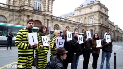 Manifestation devant le Sénat contre l'immunité de Serge Dassault