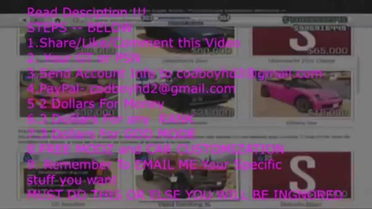 GTA 5 GOD MODE Unlimited MONEY RANK HACK PS3 XBOX