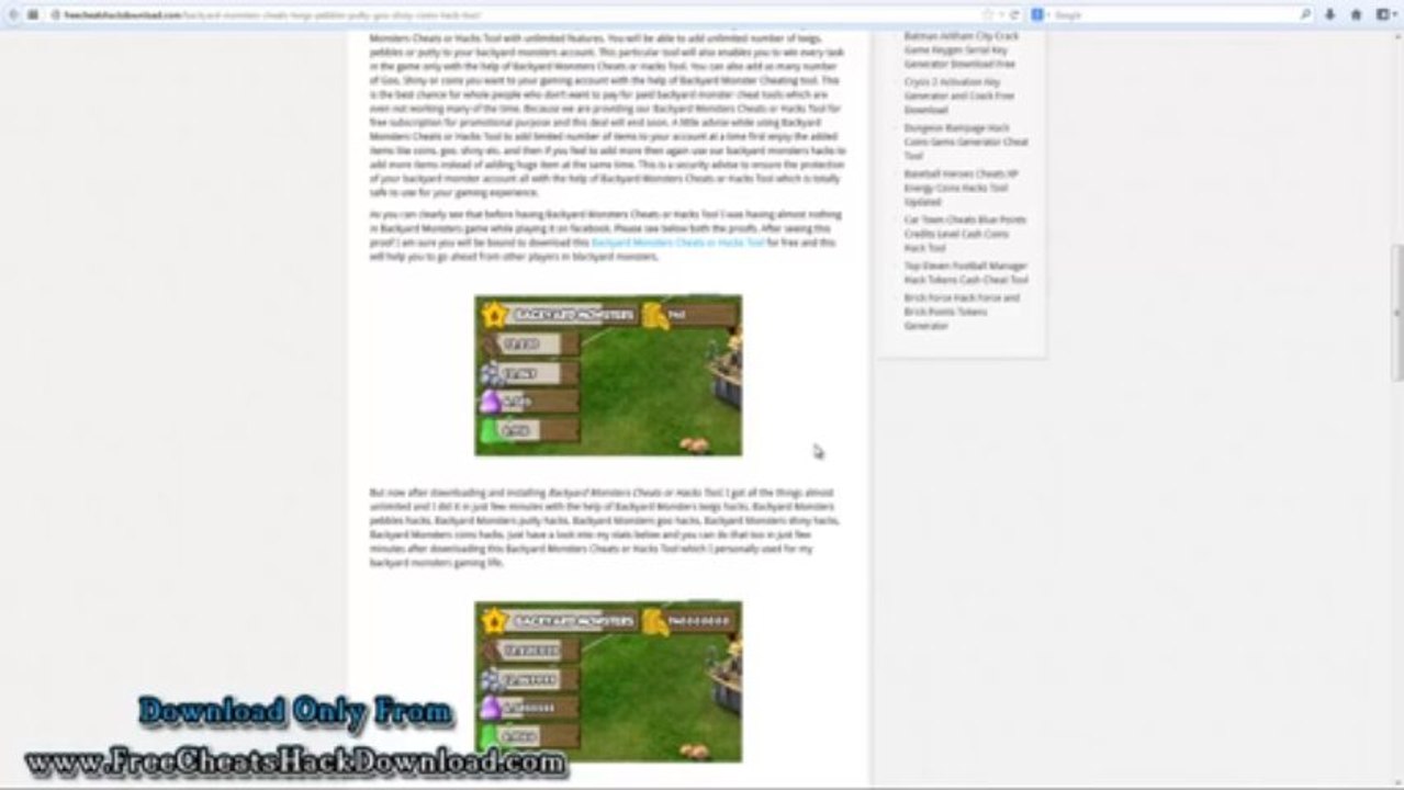 Backyard Monsters Cheats Twigs Pebbles Coins Hack (2014 Updated)