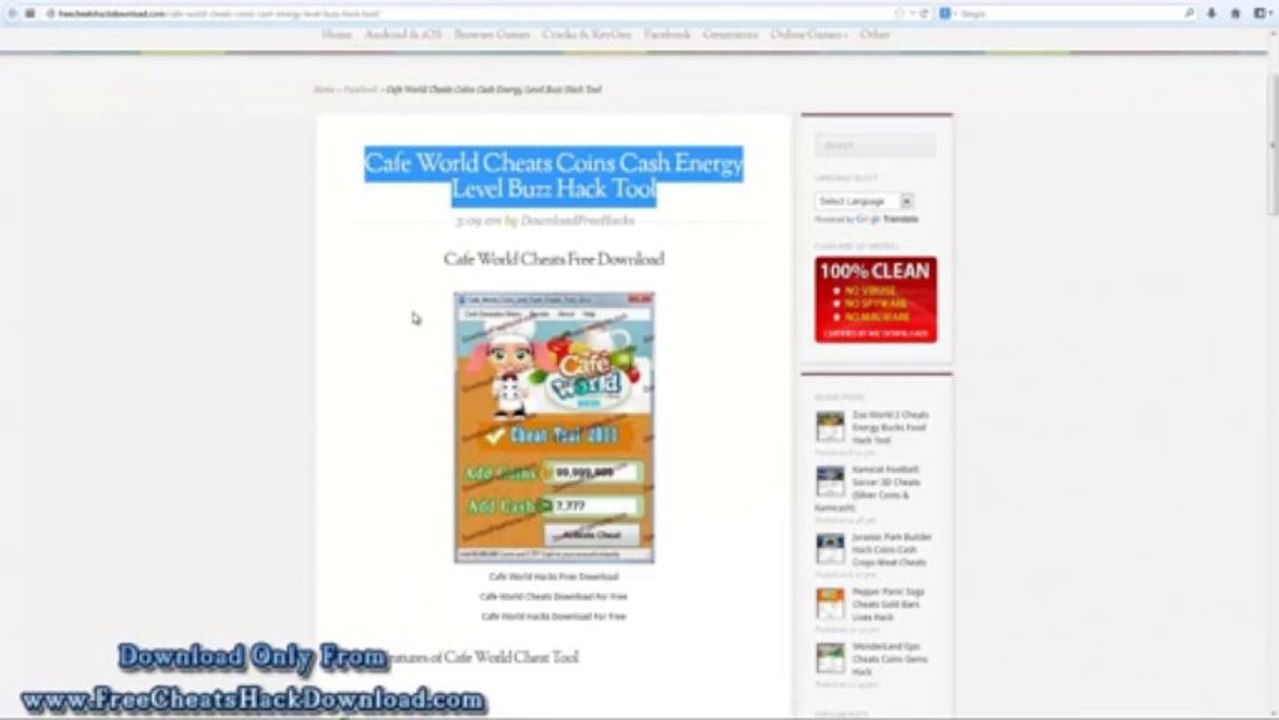 Cafe World Cheats Coins Cash Energy Hack (2014 Update)