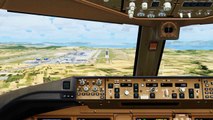 FSX Qatar Boeing 777 Landing @ Athens ( Cockpit ) ( HD )