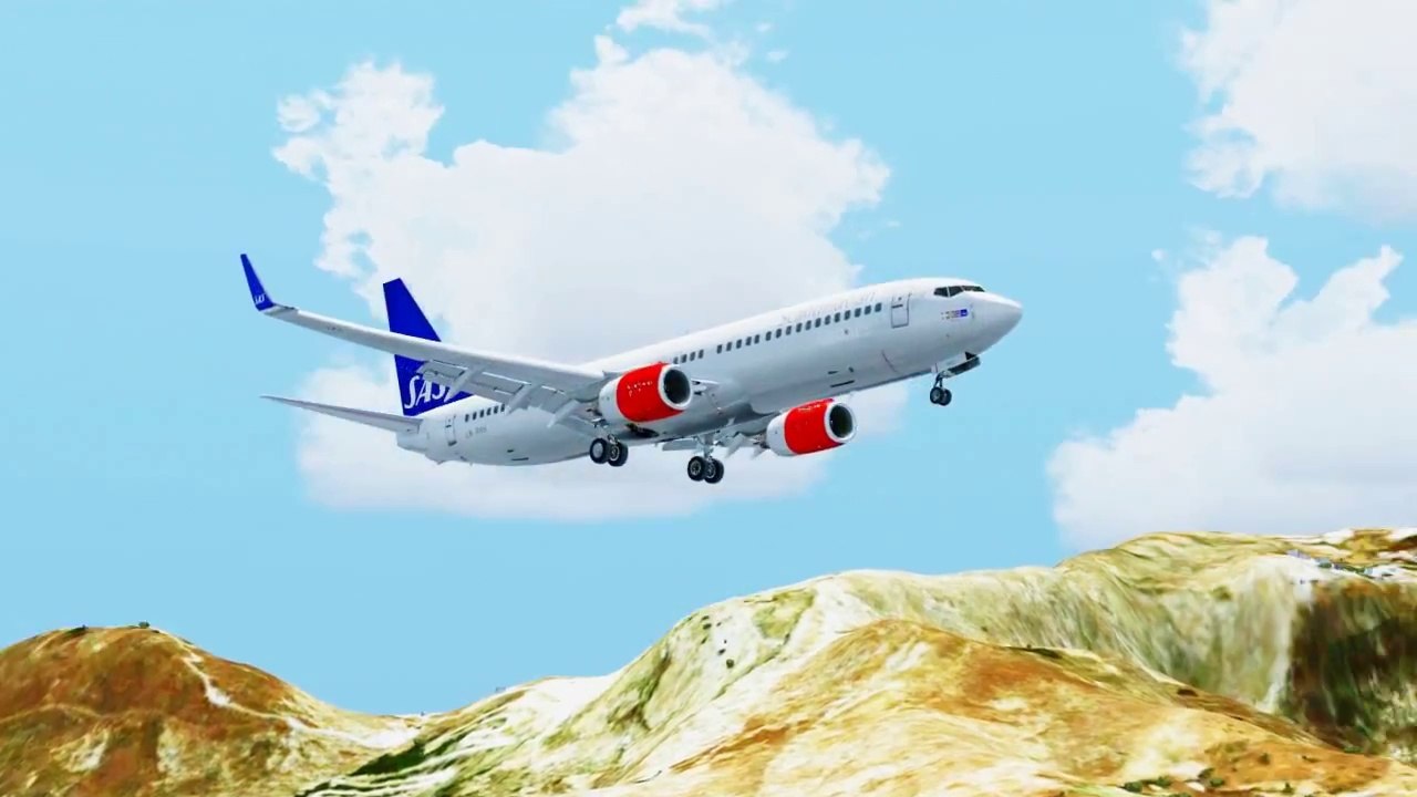 FSX Sas Boeing 737 Landing @ Santorini ( Outside ) ( HD )