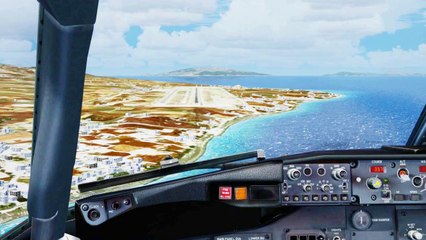 FSX Sas Boeing 737 Landing @ Santorini ( Cockpit ) ( HD )