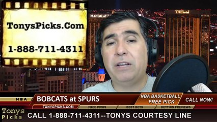 San Antonio Spurs vs. Charlotte Bobcats Pick Prediction NBA Pro Basketball Odds Preview 2-28-2014