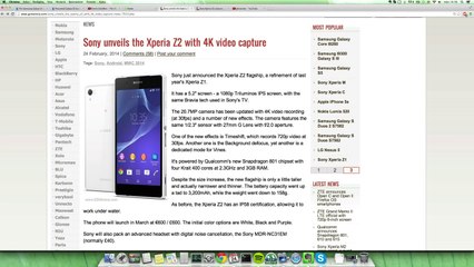 NEW Sony Xperia Z2 First Official Pictures & Specs!