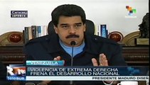 Violencia de ultra derecha frena el desarrollo nacional: Maduro