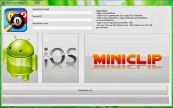 8 Ball Pool Hack , level cheat iOS , Android + PC , UPDATED Final january 2014 , NO PASSWORD