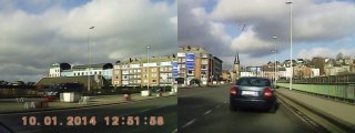 Une voiture se prend une bordure sur le pont du Square Leopold (Namur - Belgique)  - Car Camera DVR