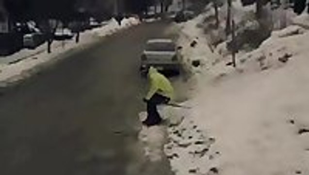 Street skiing in Trail, British Columbia