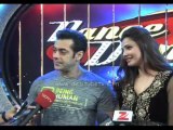 Salman Khan and Daisy Shah arrive to promote their film Jai ho on the sets of Zee TV's Dance India Dance