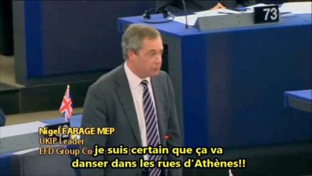 Nigel Farage/Antonis Samaras : Vous êtes une marionnette de Goldman Sachs 15/01/14
