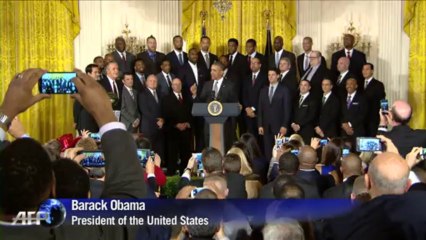President Obama greets basketball champs