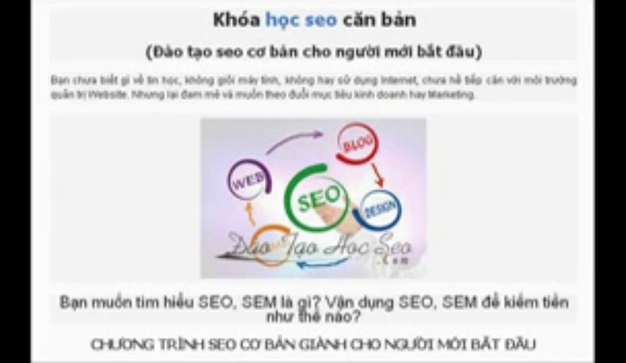 Đào Tạo Seo Cơ Bản