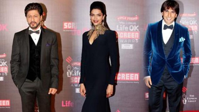 Shahrukh Khan, Deepika Padukone, Ranveer Singh Walk The Screen Awards 2014 Red Carpet