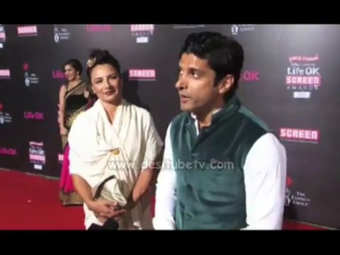 Farhan Akhtar was extremely excited for the awards in 20th Life Ok Screen Awards . good luck!