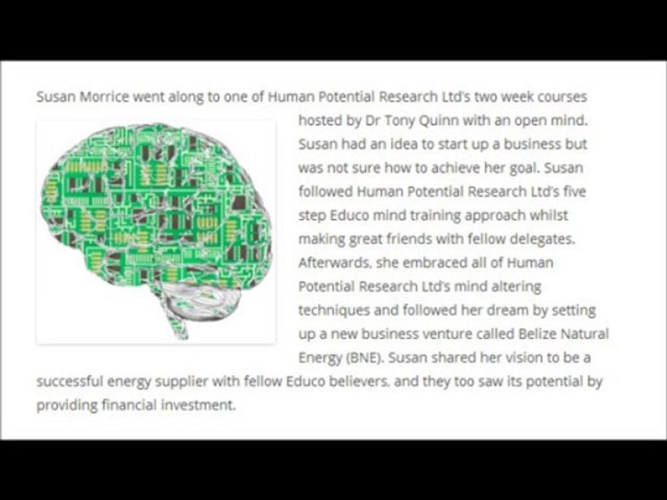 Human Potential Research Ltd l Co-founder spreads the word as mind studies prove a resounding success