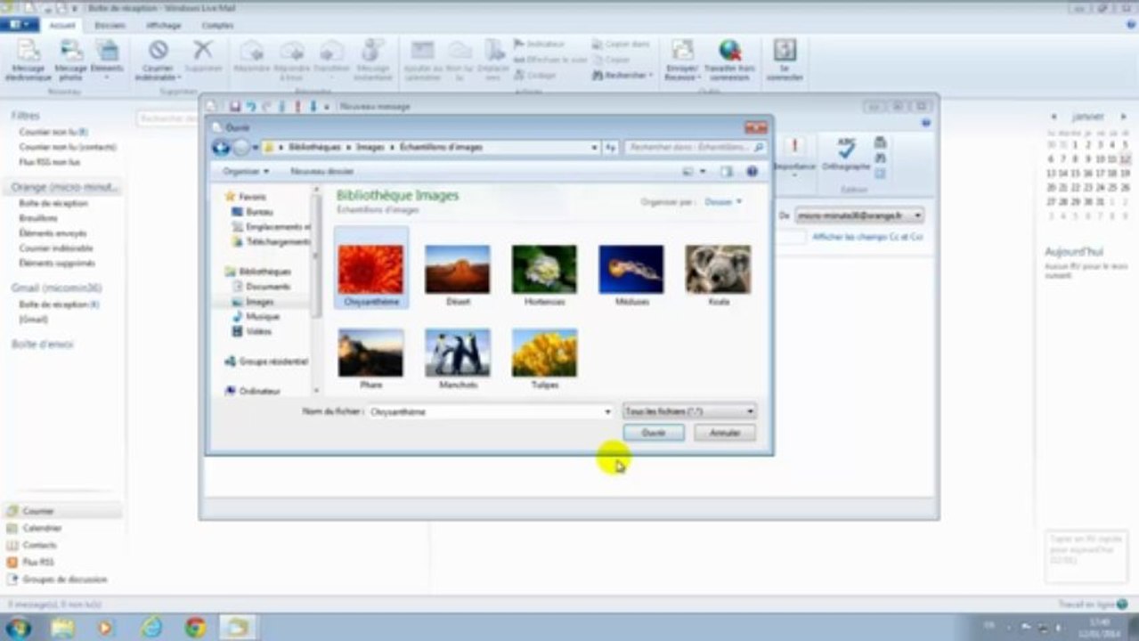 Ecrire un message avec ou sans piece jointe ave Windows Live Mail