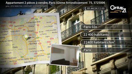 Appartement 2 pièces à vendre, Paris 02eme Arrondissement  75, 372500€