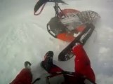 Violent Snowmobile Accident!!! 800m Falling Down The Mountain!!