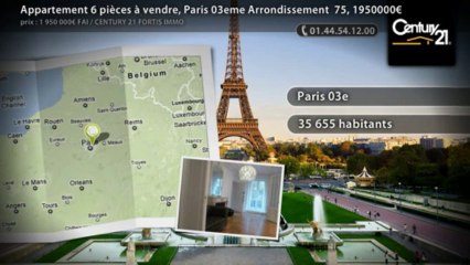 Appartement 6 pièces à vendre, Paris 03eme Arrondissement  75, 1950000€